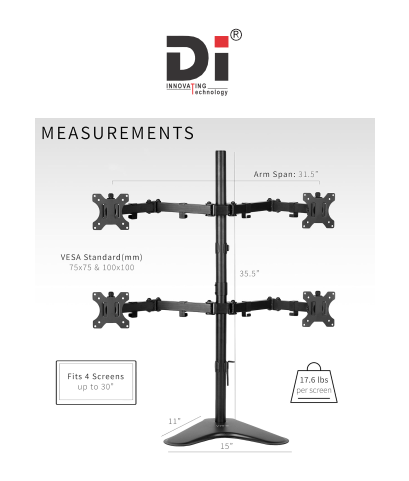 /storage/photos/WALL MOUNT/QUAD MONITOR STAND 4 WAY 14-27 UP DOWN/1.png